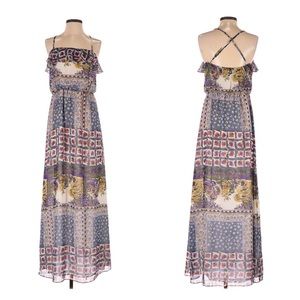 Nine West printed ruffle layered maxi dress 6